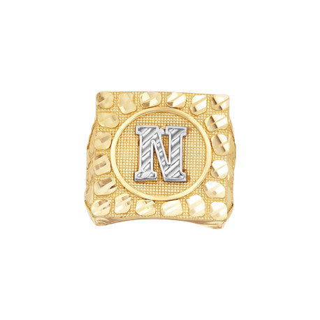 10Kt Gold Ultra Light Nugget Ring Initial Letter "