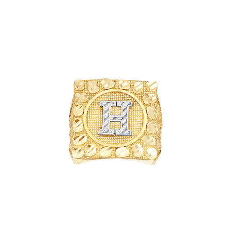 10Kt Gold Ultra Light Nugget Ring Initial Letter "
