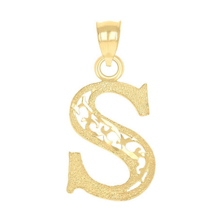 10Kt Gold Initial "S" Letter Pendant
