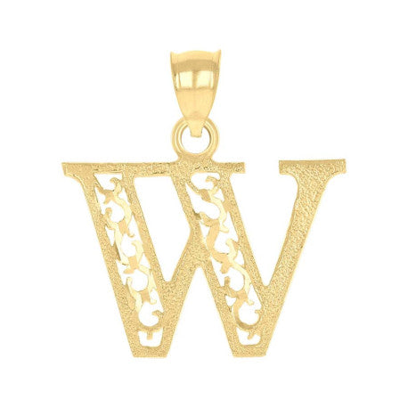 10Kt Gold Initial "W" Letter Pendant