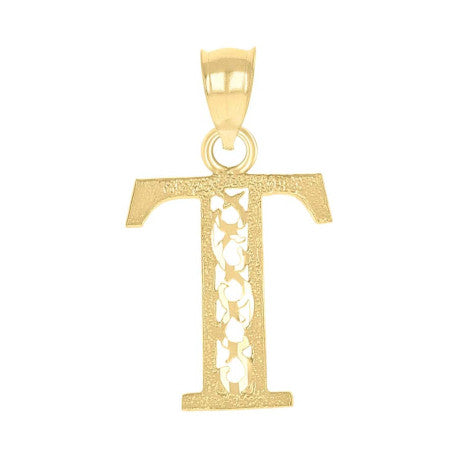 10Kt Gold Initial "T" Letter Pendant