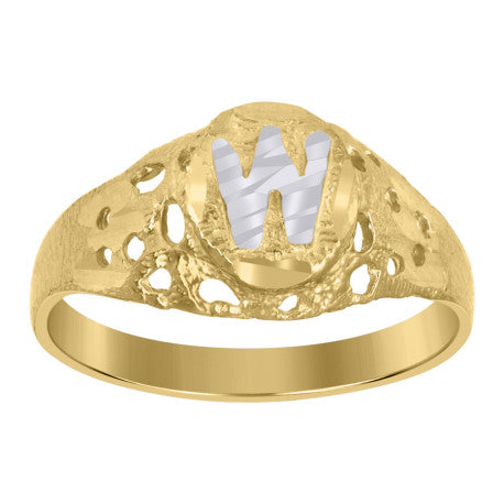 10Kt Gold Initial "W" Letter Ring