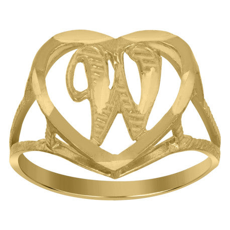 10Kt Gold Initial Letter "W" Ring