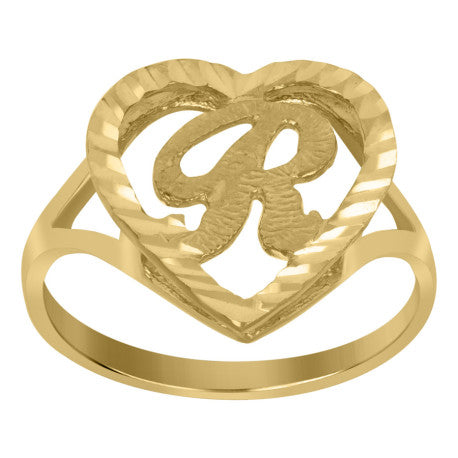10Kt Gold Initial Letter "R" Ring