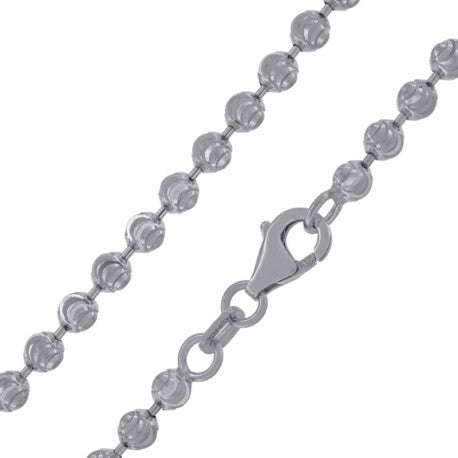 10kt White Gold Moon Cut 3mm Chain