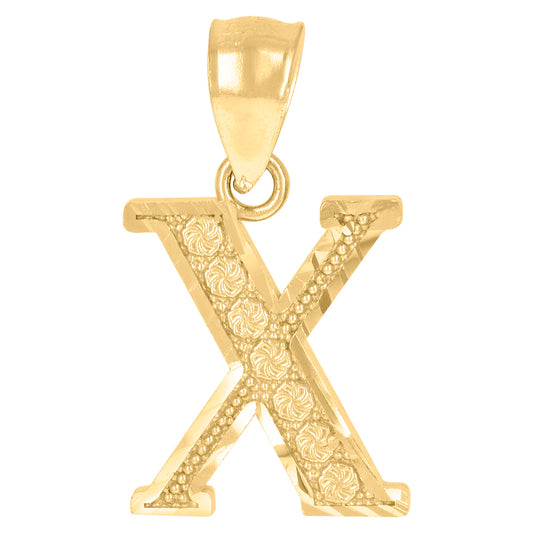 10Kt Gold Initial Letter Pendant "X"