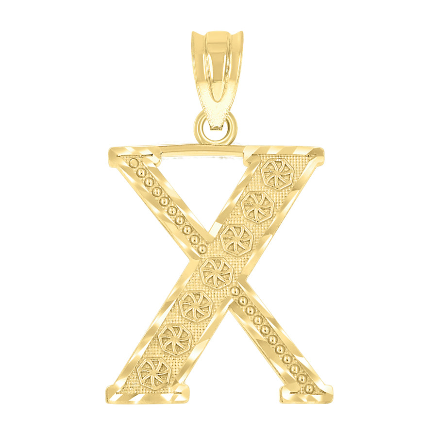 10Kt Gold Initial "X" Letter Pendant