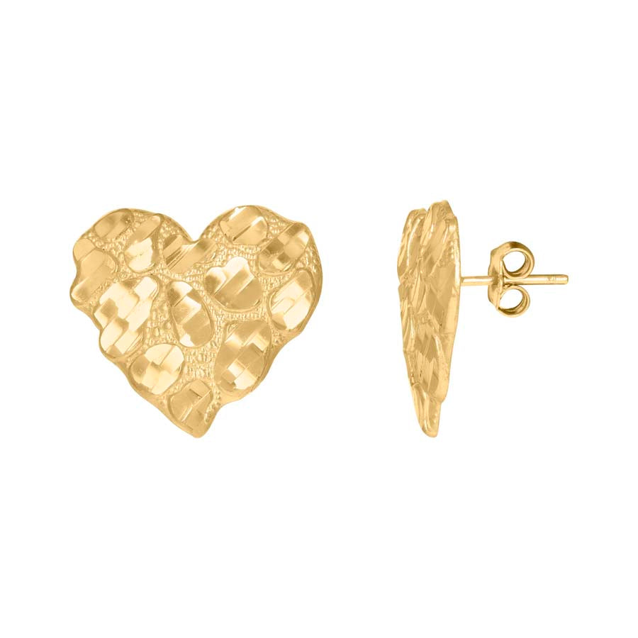 10Kt Gold Heart Nugget Earrings