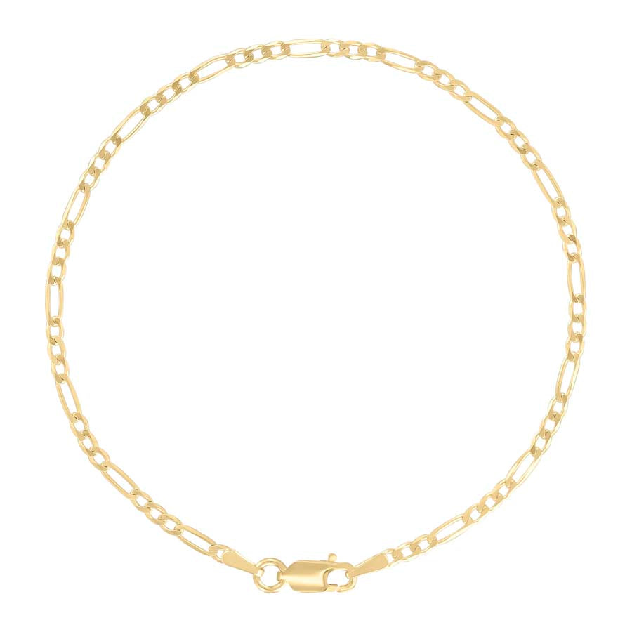925 Sterling Silver Super Flat Figaro Chain Yellow Plated 060 2.3mm