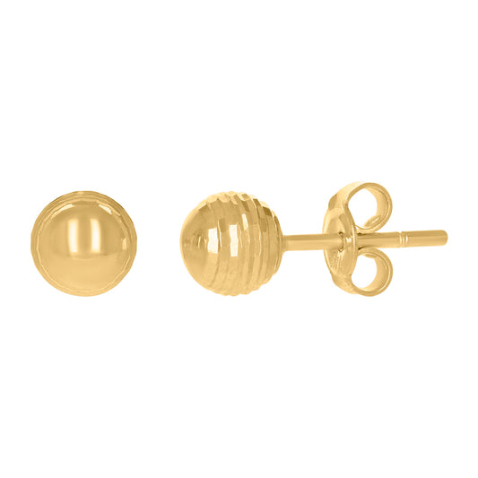 14Kt Gold Fancy Ball-Stud Earrings 6mm