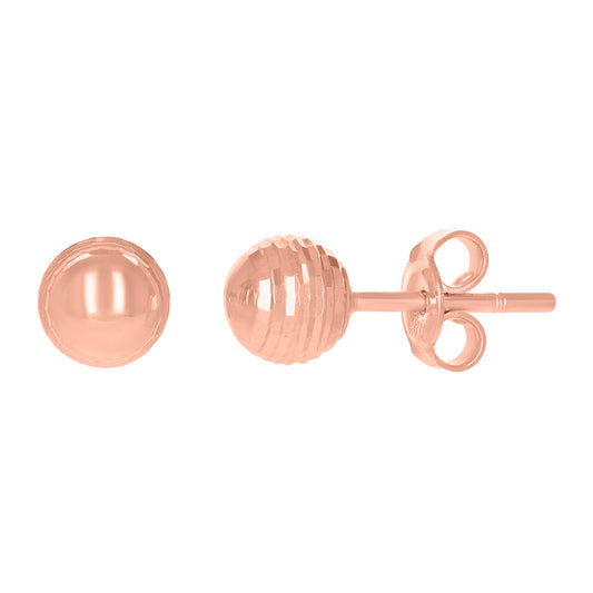14Kt Rose Gold Fancy Ball-Stud Earrings 6mm