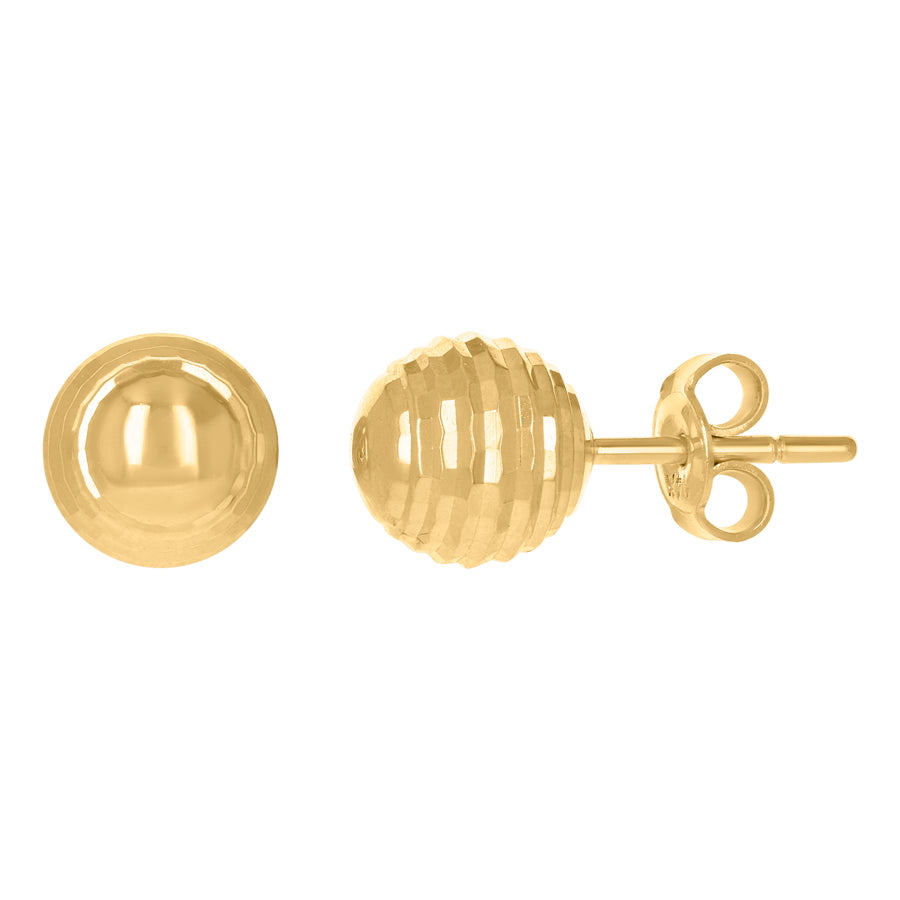 14Kt Gold Fancy Ball-Stud Earrings 8mm