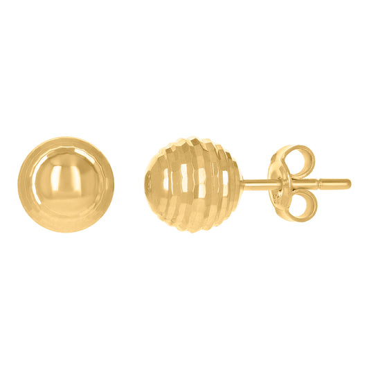 14Kt Gold Fancy Ball-Stud Earrings 8mm