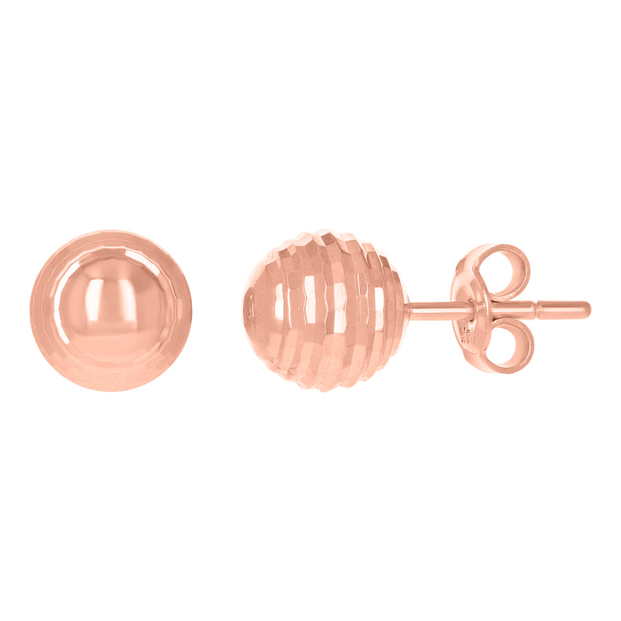 14Kt Rose Gold Fancy Ball-Stud Earrings 8mm