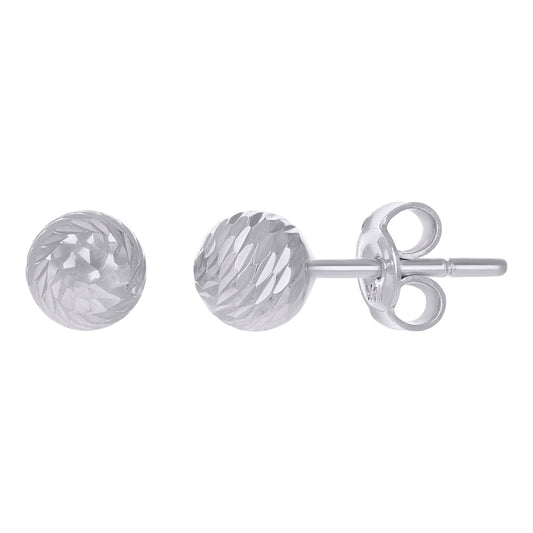 14Kt White Gold Fancy Ball-Stud Earrings 6mm