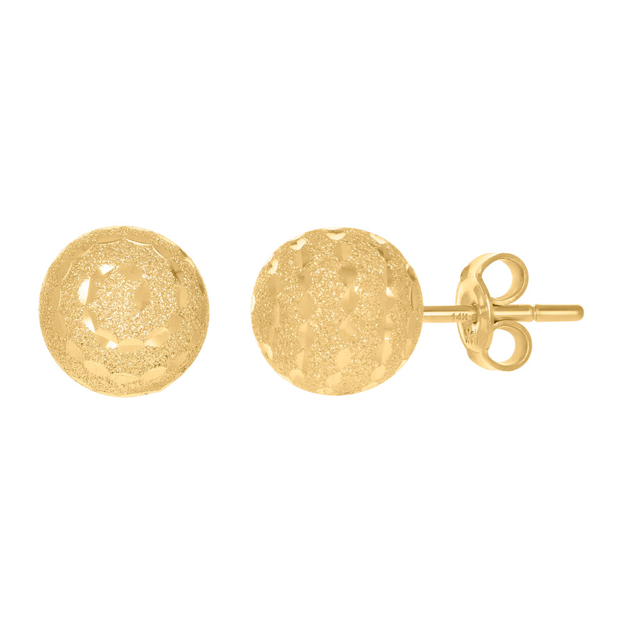 14Kt Gold Fancy Ball-Stud Earrings 10mm