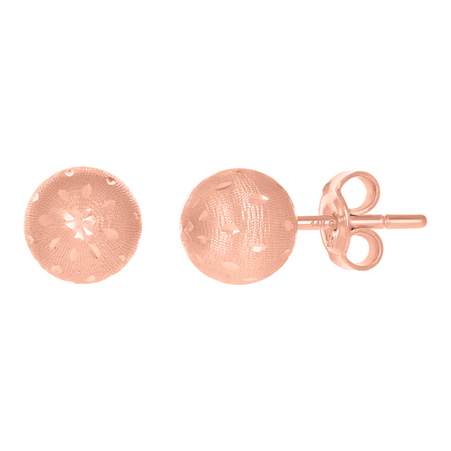 14Kt Rose Gold Fancy Ball-Stud Earrings 8mm
