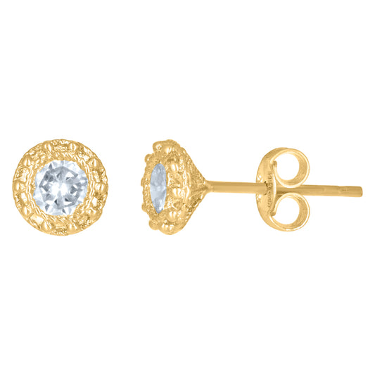14Kt Gold 6mm Round Cz Earrings