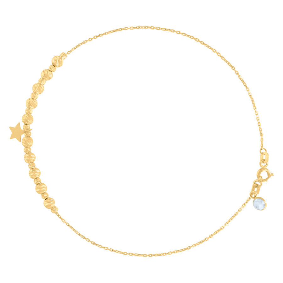 10Kt Gold Turkish Anklet 10 "