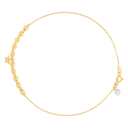 10Kt Gold Turkish Anklet 10 "