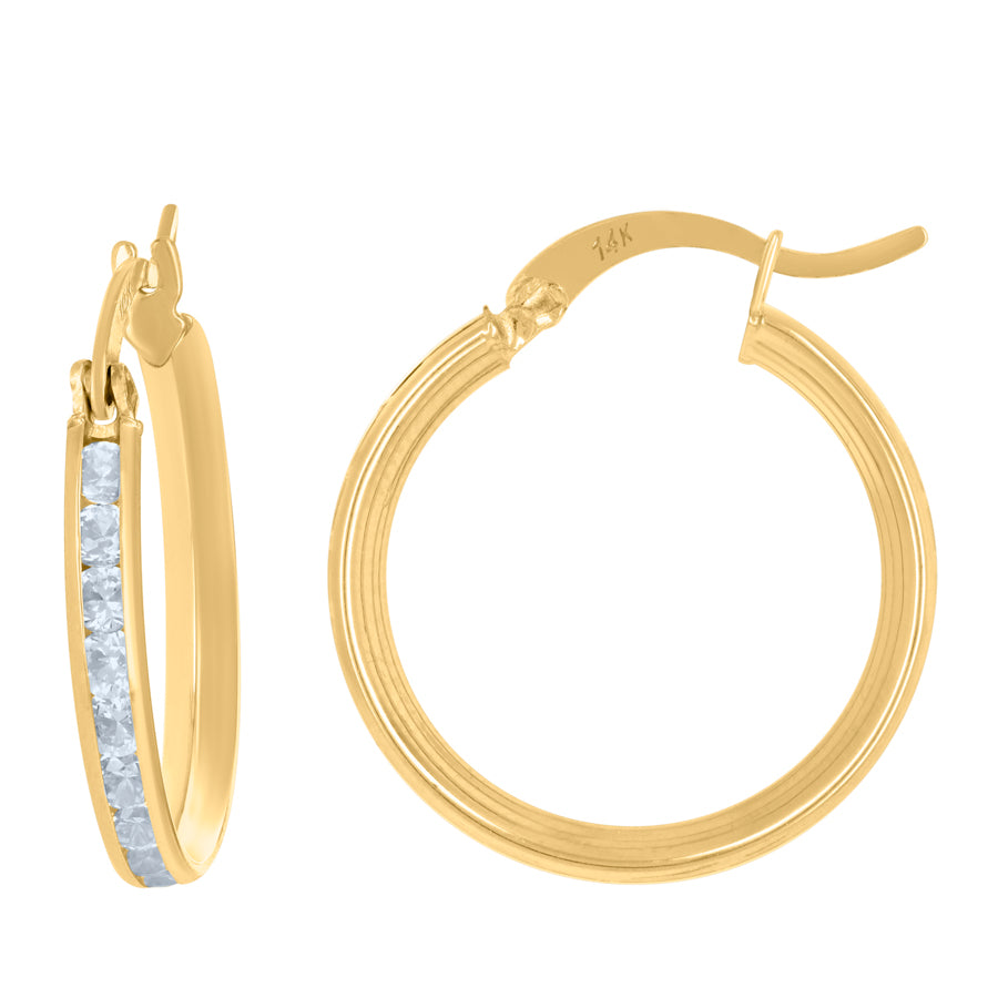 10Kt Gold Cz Earrings 19Mm