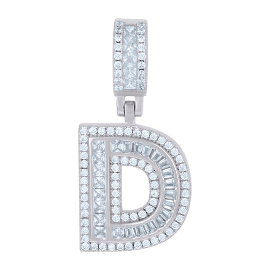 925 Sterling Silver Cz Pendant Initial D