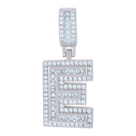 925 Sterling Silver Cz Pendant Initial E