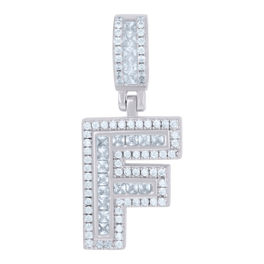 925 Sterling Silver Cz Pendant Initial F