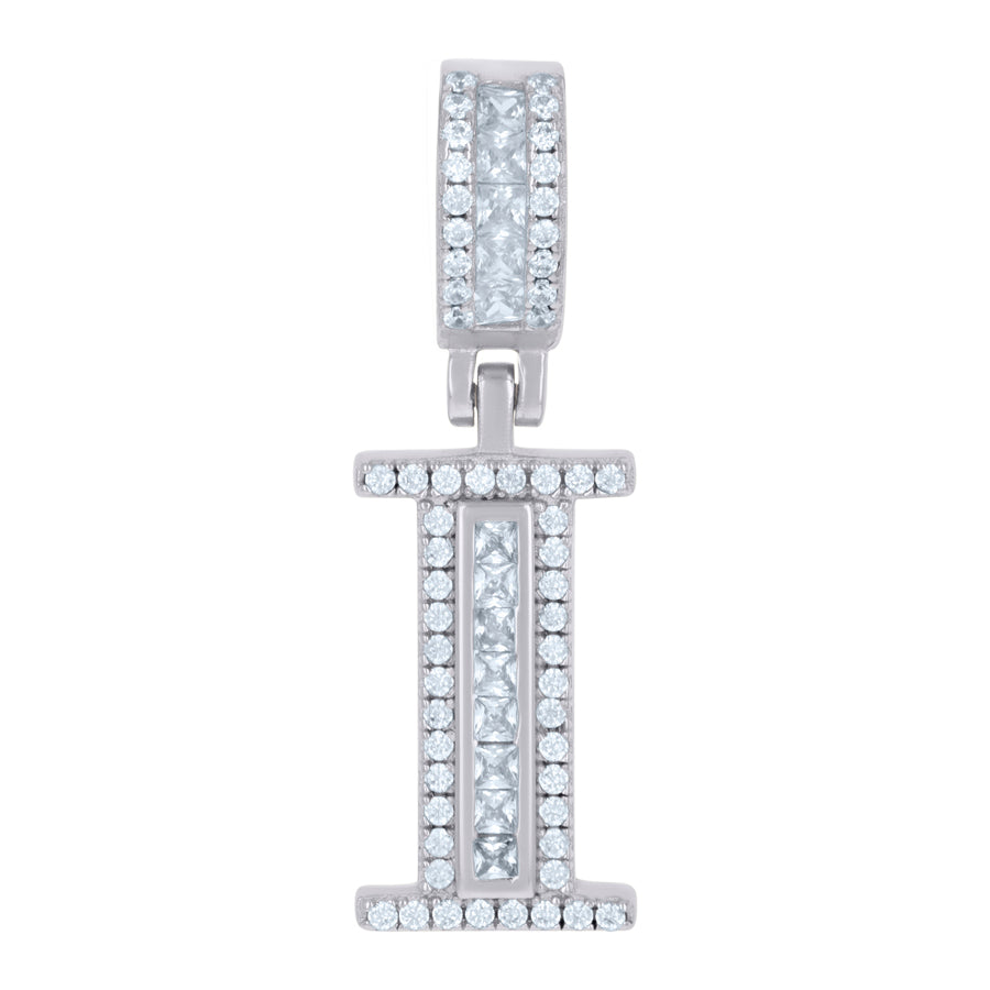925 Sterling Silver Cz Pendant Initial I
