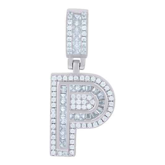 925 Sterling Silver Cz Pendant Initial P