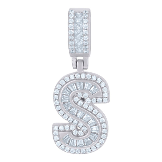 925 Sterling Silver Cz Pendant Initial S