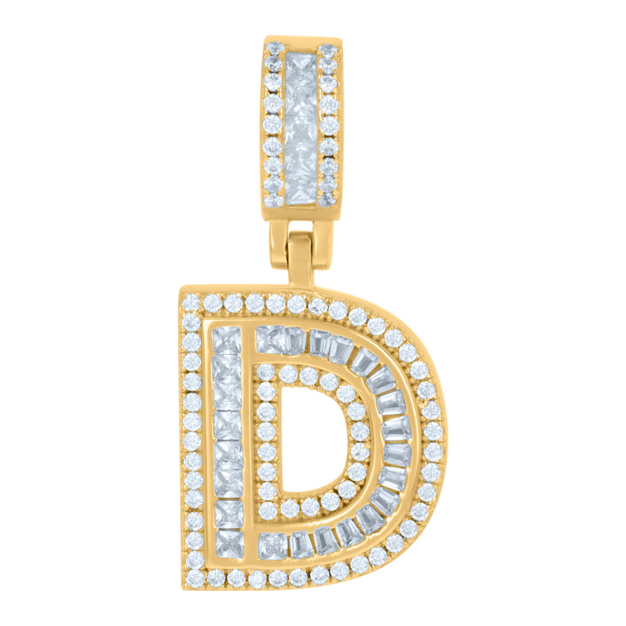 925 Sterling Silver Cz Pendant Initial D