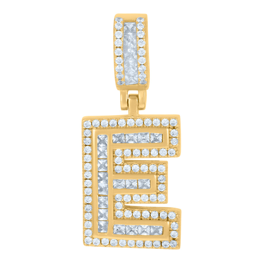 925 Sterling Silver Cz Pendant Initial E