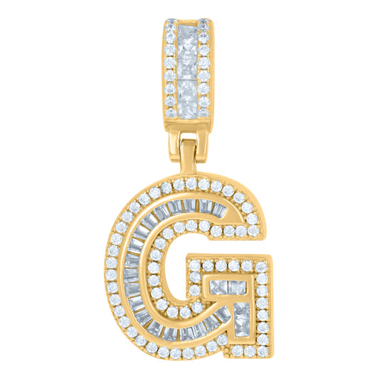 925 Sterling Silver Cz Pendant Initial G