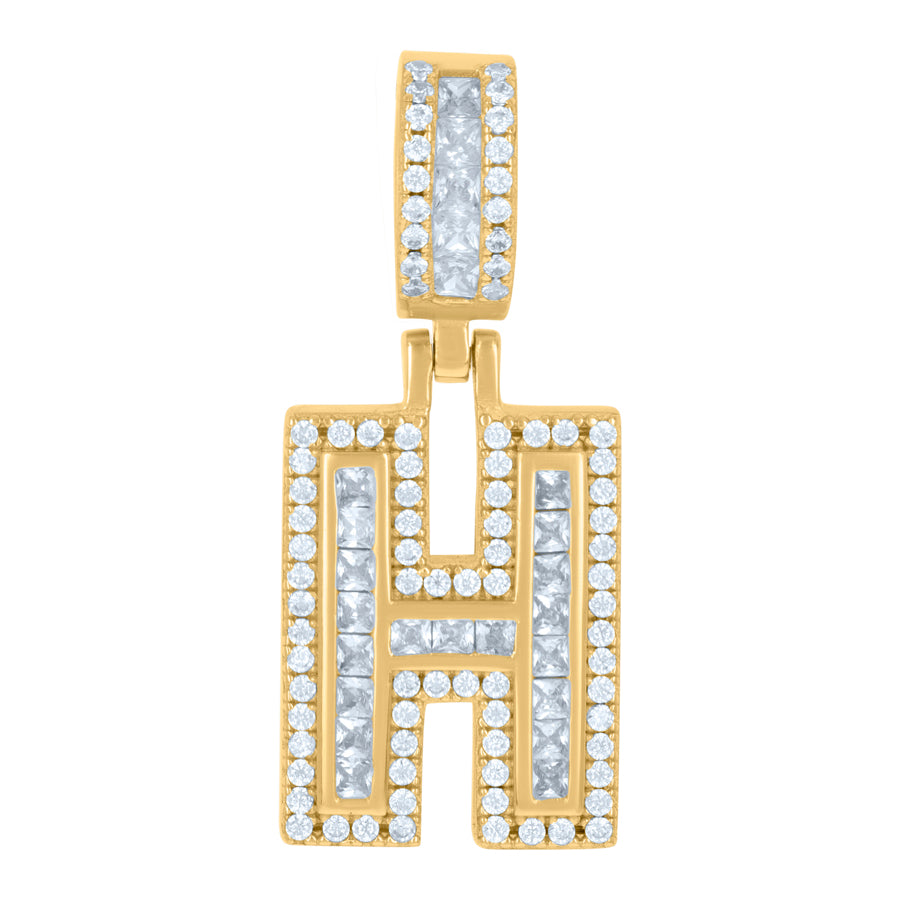 925 Sterling Silver Cz Pendant Initial H