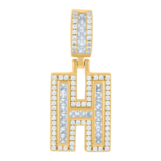 925 Sterling Silver Cz Pendant Initial H