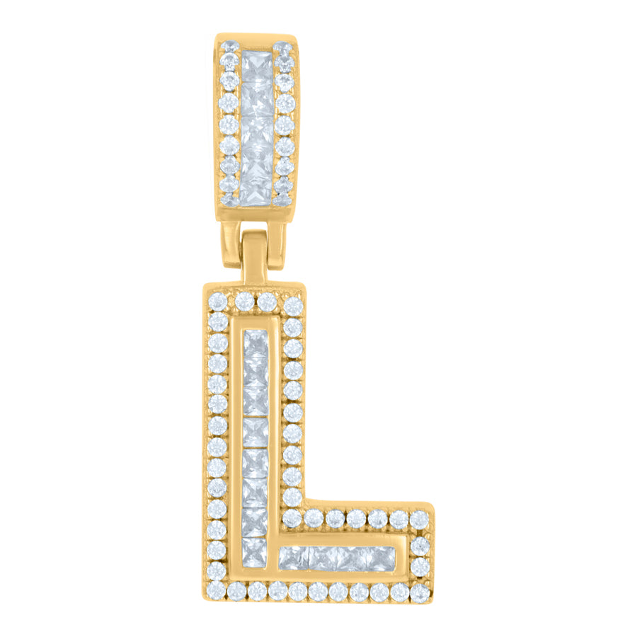 925 Sterling Silver Cz Pendant Initial L