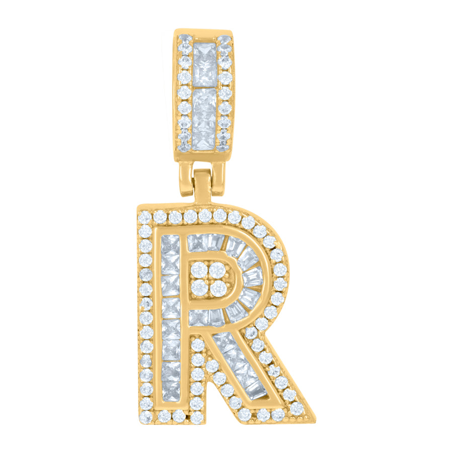 925 Sterling Silver Cz Pendant Initial R