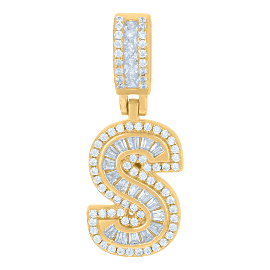 925 Sterling Silver Cz Pendant Initial S