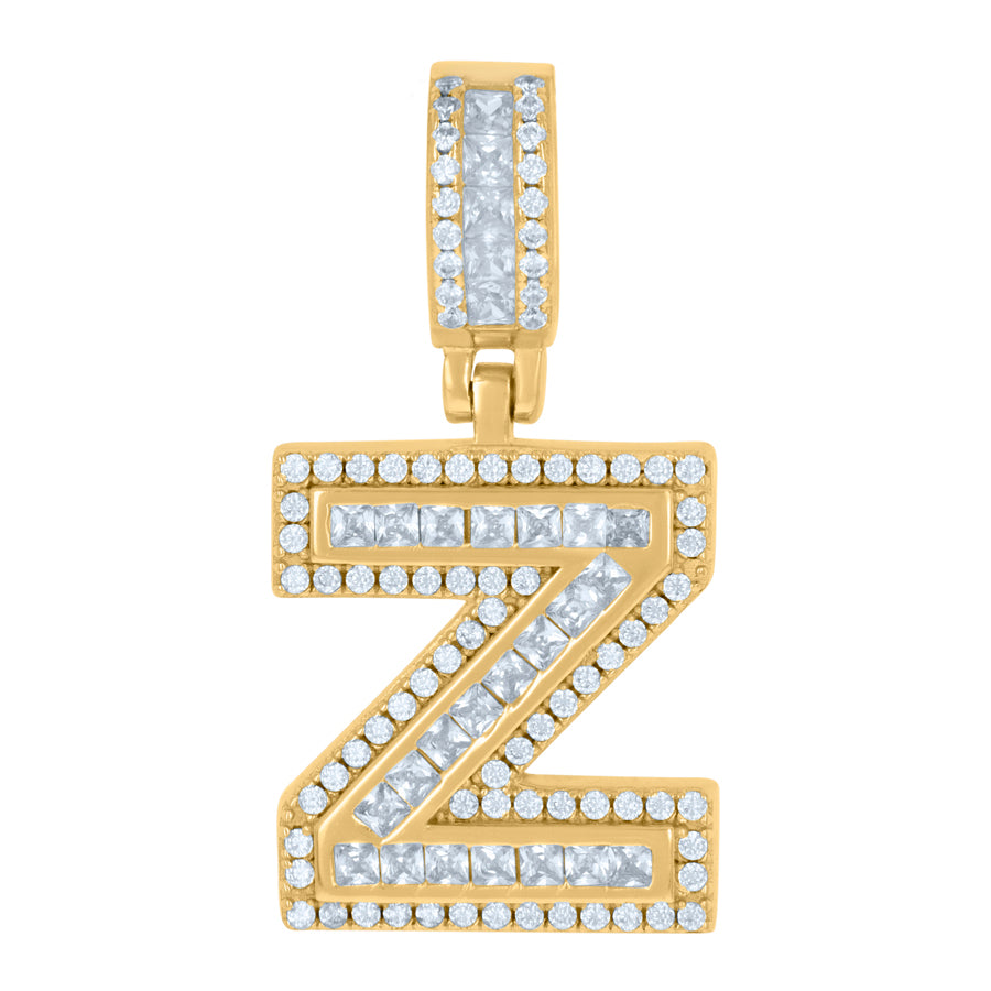 925 Sterling Silver Cz Pendant Initial Z
