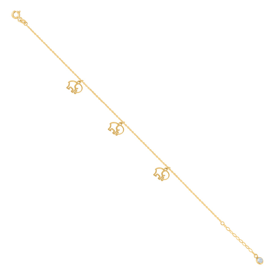 10Kt Gold Turkish Anklet 8"