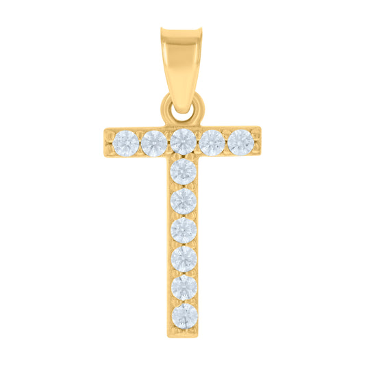 10Kt Gold Initial Letter Pendant "T"