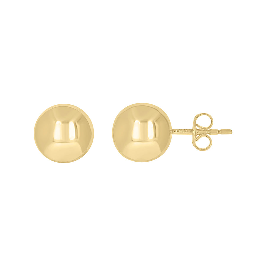 10Kt Gold Plain Ball-Stud Earrings 10Mm
