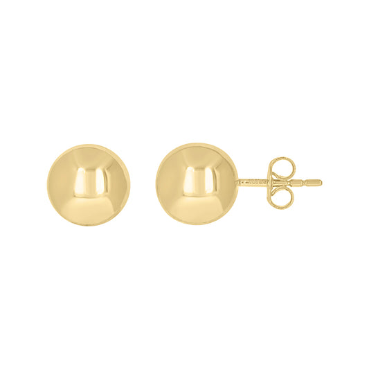 10Kt Gold Plain Ball-Stud Earrings 10Mm