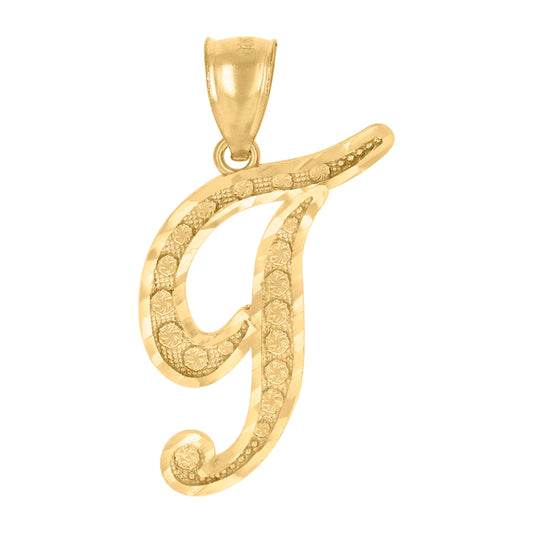 10Kt Gold Initial Letter Pendant "T"