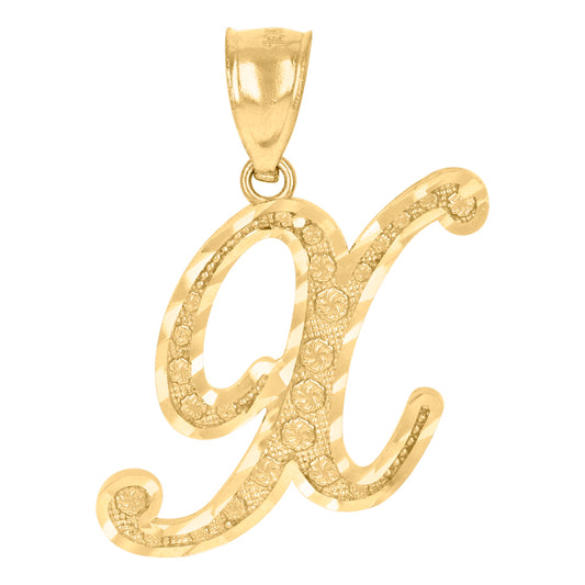 10Kt Gold Initial Letter Pendant "X"