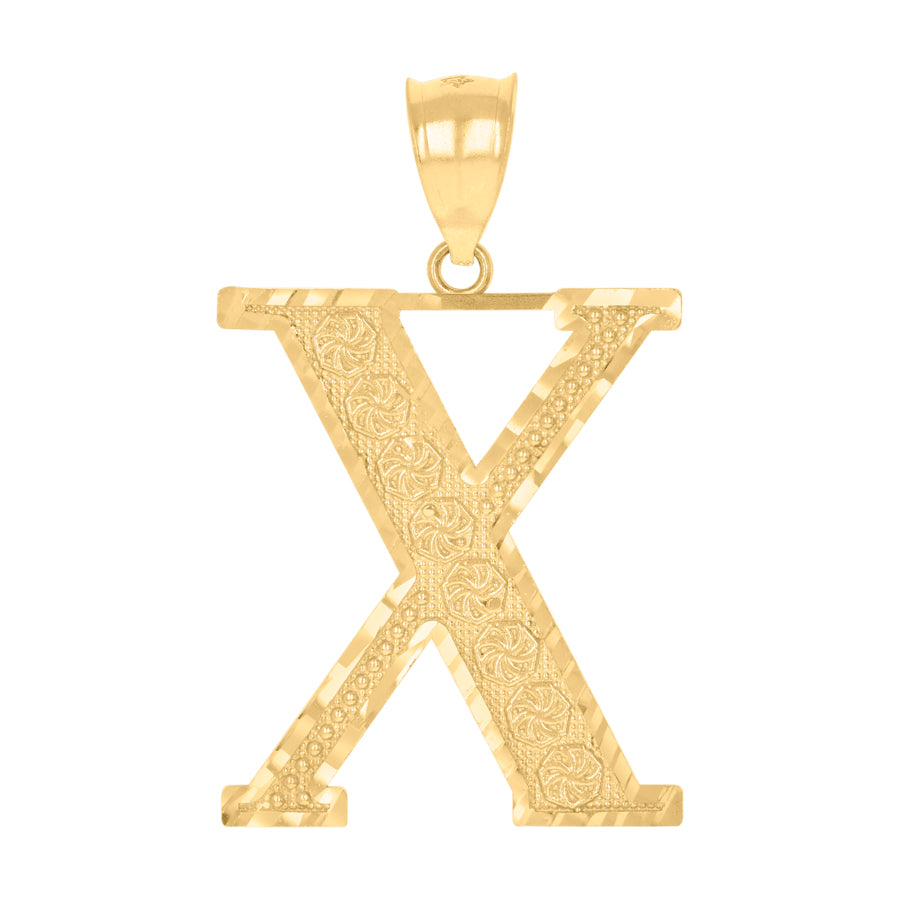 10Kt Gold Initial Letter Pendant "X"