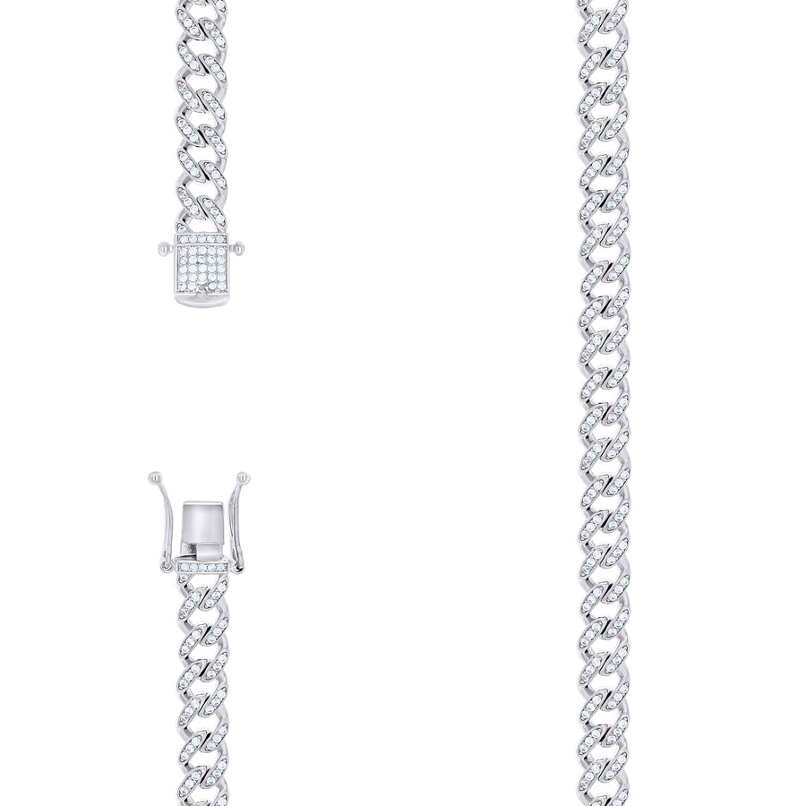925 Sterling Silver Cz Miami Cuban 9mm