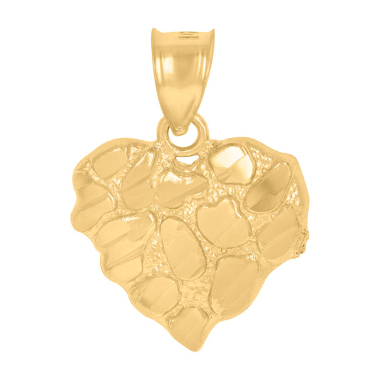 10Kt Gold Dome Puffy Heart Nugget Pendant