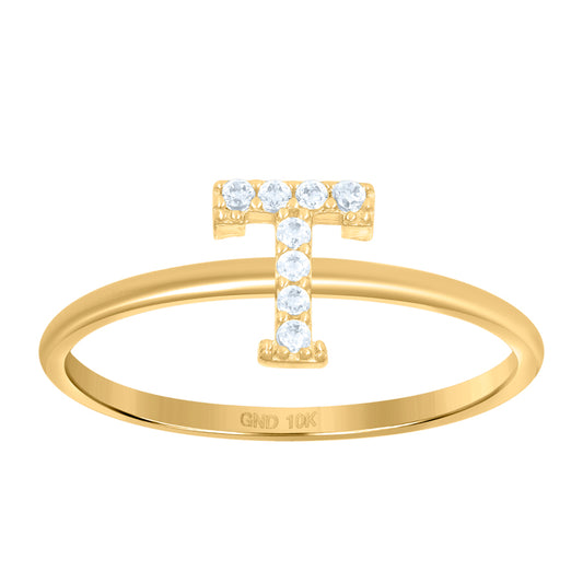 10Kt Gold Turkish Ring Initial Letter "T"